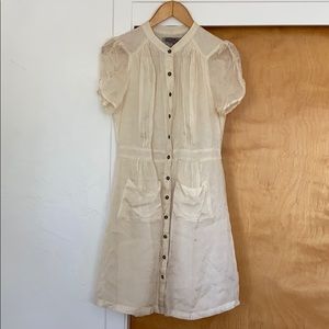 Anthropologie Ivory Button Down Dress